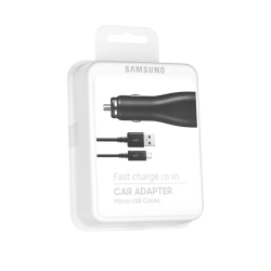 Samsung EP-LN915UBEGWW - Chargeur Voiture Complet, Adaptateur Fast Charge 15W & Câble Micro USB Détachable - Noir (Blister)