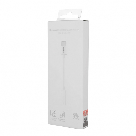 Huawei CM20 - Adaptateur d'origine USB Type-C vers Jack 3.5mm - Blanc (Emballage Originale)