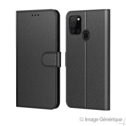 Étui à Rabat Similicuir pour Samsung Galaxy A21S - Noir