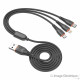 Câble Data Multi Connecteurs Vers USB - Micro USB, USB Type C, Lightning - 1m, Noir (Compatible, Blister)