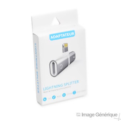 Adaptateur Splitter Lightning Audio et Charge  - Noir (Emballage Originale)