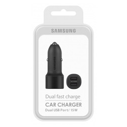 Samsung EP-L1100NBEGWW - Adaptateur Allume Cigare - 2 Ports USB - 15W, Fast Charge, Noir (Emballage Originale)