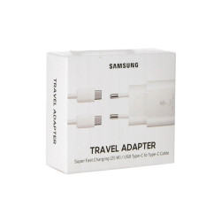 Samsung EP-TA800XBEGWW - Chargeur Secteur - Adaptateur USB Type C Fast Charge 25W & Câble USB Type C - Blanc (Emballage Original
