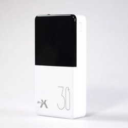 Power X Q500 - Batterie externe ( 30 000 mAh, Ecran LCD, 3 Entrées) Blanc