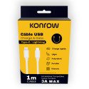 Konrow KCCTLNPDW1 - Câble USB Lightning vers Type C (1m, Nylon, Blanc) - Emballage Original