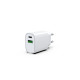 Konrow KC20ACW - Adaptateur Secteur 2 Ports Type A & Type C - Charge rapide 20W, Blanc (Compatible, Blister)