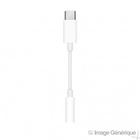 Apple MU7E2 - Adaptateur USB Type-C vers Jack 3.5mm - Blanc (Original, Blister)