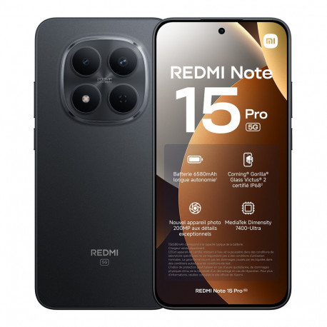 Xiaomi Redmi Note 15 Pro 4G (6.83'' - 8Go, 256Go ROM) Noir