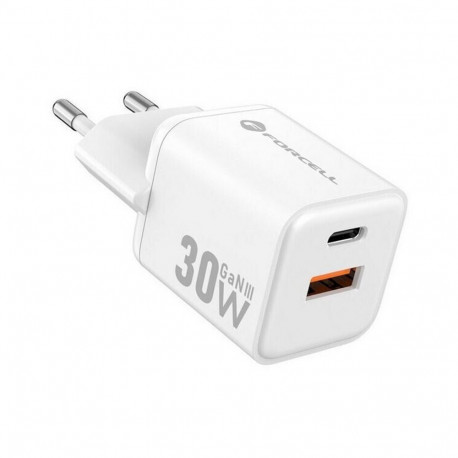 Forcell - Adaptateur Secteur 2 Ports (Port Type A et Type C, 20W, Blanc) Emballage Original