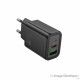 Hoco - Adaptateur Secteur 2 Ports (Port Type A et Type C, 20W, Noir) Emballage Original